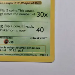 Beedrill 017/102 Base Set First Edition Shadowless Pokemon Rare - Image 4