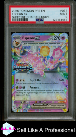 ESPEON EX POKEMON #034 2025 PRE SURPRISE BOX EXCLUSIVE ENGLISCH PSA 9 - Image 1