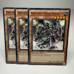 3x Yugioh Ancient Gear Soldier SR03-EN010 Common - LP-NM 💎 - Image 1
