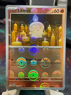 POKEMON LITWICK 016/086 COMMON HOLOFOIL POKEBALL PATTERN WHITE FLARE NM CARD - Image 1