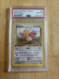 1999 Pokemon Jungle 1st Edition #62 Spearow PSA 10 Gem MT English Card 62/64 - Image 1