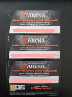 MAGIC MTG ARENA 1x CODE CARD INNISTRAD MIDNIGHT HUNT 6 BOOSTERS PRERELEASE MID - Image 1