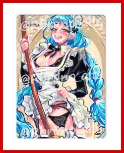 Hand Painted Altered Mtg Swamp Card Anime Girl - Image 1