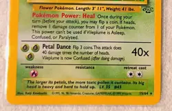 Vileplume Fossil 1st Edition Holo Pokemon Card 15/64 Great Condition - Image 3