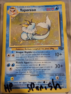 SPANISH Holo Foil Vaporeon # 12/64 Jungle Set Pokemon Trading Cards HP - Image 1