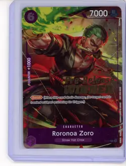 One Piece Roronoa Zoro OP-06 Pre-Release Winner Promo Card P-045 English - Image 1
