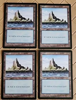Island (Off-Center Spire) Mirage x4 Full Playset NM Near Mint MTG - Image 1