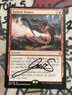 MTG Radiant Flames Signed By Artist Battle for Zendikar 151/274 Regular Rare - Image 1