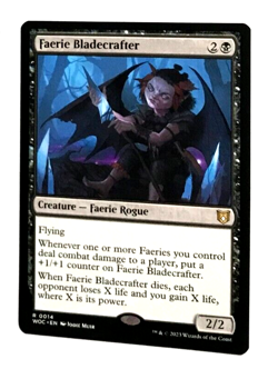 MTG Commander, Faerie Bladecrafter #0014, Rare, Mint/NM, Un-played, +Xtra! - Image 1