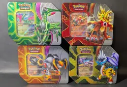 Pokemon Paradox Tins: Raging Bolt/Gouging Fire/Iron Boulder/Iron Leaves - 4 Tins - Image 1