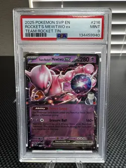 2025 Pokemon SVP Rocket’s Mewtwo ex Team Rocket Tin #216 PSA 9 - Image 1