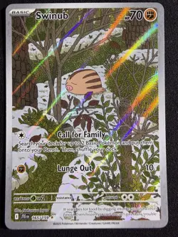 Pokemon TCG, Swinub 165/159, Journey Together Illustration Rare Holo Near Mint - Image 1