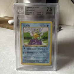 Pokemon Squirtle 63/102 Base Set 1st Edition Thick Stamp Beckett 7.5 - Image 1