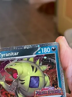 POKEMON TYRANITAR 135/193 RARE COSMOS HOLO WITH SWIRL PALDEA EVOLVED STAMPED NM - Image 5