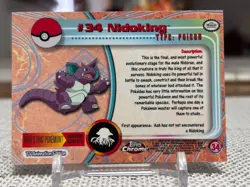 2000 Topps Chrome Pokemon #34 Nidoking (Chrome) NM - Image 2