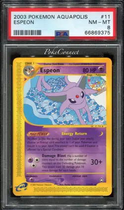 PSA 8 NM-MINT Pokemon Espeon Rare 2003 Aquapolis #11/147 - Image 1