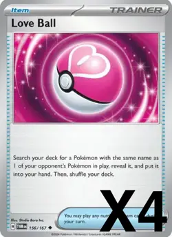 Pokemon Playset x4 Love Ball SV06: Twilight Masquerade #156/167 NM - Image 1