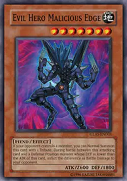 Yugioh! LP Evil Hero Malicious Edge - GLAS-EN003 - Super Rare - 1st Edition Ligh - Image 1