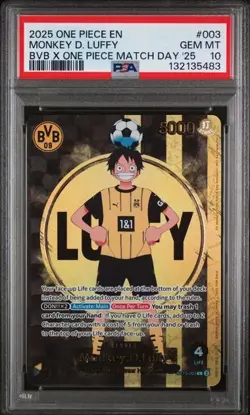 MONKEY D. LUFFY BVB X ONE PIECE MATCH DAY '25 ONE PIECE PROMOS 2025 003 PSA 10 - Image 1