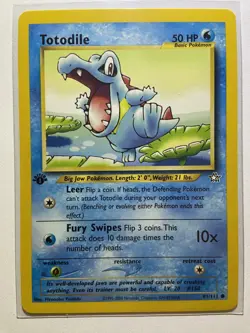 1st Edition Totodile 81/111 Neo Genesis Set Rare Vintage Pokemon Card - NM/LP - Image 1