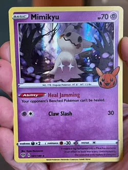 POKEMON MIMIKYU 081/189 RARE HOLOFOIL TRICK OR TRADE DARKNESS ABLAZE NM CARD - Image 1