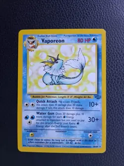 Pokemon Vaporeon 28/64 Jungle Rare 80HP Quick Attack Water Gun Regular Card - Image 1
