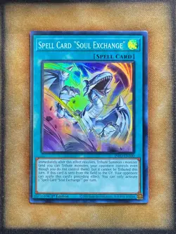Yugioh Spell Card "Soul Exchange" INFO-EN100 Super Rare 1st Ed NM - Image 1