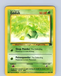 Pokemon TCG Oddish Team Rocket 63/82 Unlimited Regular Common Card WOTC LP - Image 1