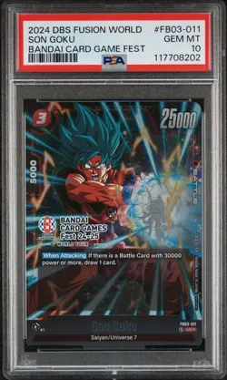 Son Goku Bandai Card Game Fest Promo FB03-011 PSA 10 Gem Mint Dragon Ball Fusion - Image 1