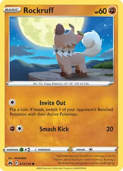 Rockruff 073/159 Crown Zenith Regular NM-Mint Pokemon Card TCG - Image 1