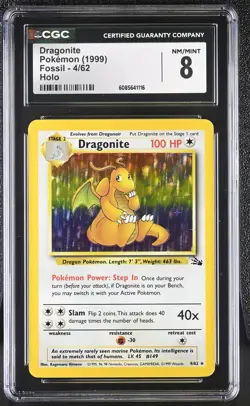 CGC 8 Dragonite 1999 Fossil 4/62 Holo Pokemon Card - Image 1