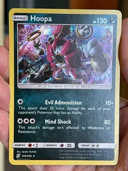 POKEMON HOOPA 140/236 RARE HOLOFOIL UNIFIED MINDS LP CARD - Image 1