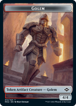 Light Play, English MTG Regular Golem Token Modern Horizons 2 Magic the Gatherin - Image 1