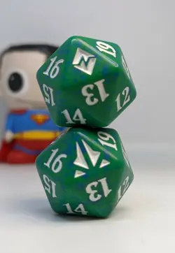 D20 Spindown Dice x2 🎲 Green with Blue sprinkle 🎲 Magic the Gathering BFZ Oath - Image 2