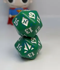 D20 Spindown Dice x2 🎲 Green with Blue sprinkle 🎲 Magic the Gathering BFZ Oath - Image 3