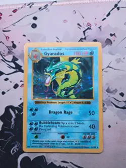 Gyarados Base Set 1995 96 98 99 Pokemon Card Shadowless MP+ - Image 1