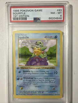 Pokemon PSA 8 1st Edition Squirtle 063/102 Base Set (Shadowless) - Image 1