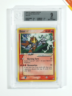Pokemon BGS 9 Entei Gold Star #113 Holo EX Unseen Forces 2005 English - Image 1