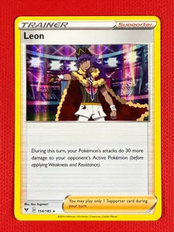 2020 Pokemon Leon 154/185 Holo Rare Trainer Vivid Voltage - Image 1