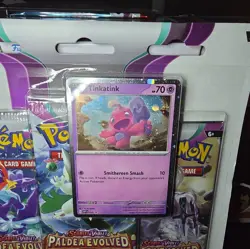 POKEMON - SCARLET & VIOLET PALDEA EVOLVED - Tinkatink 3 Pack Blister BRAND NEW - Image 3