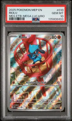 2025 Pokemon Mep En-Me Black Star Promo #010 Riolu Meg PSA 10 - Image 1