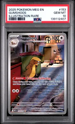2025 POKEMON MEG EN-MEGA EVOLUTION ILLUSTRATION RARE #153 GUMSHOOS PSA 10 - Image 1
