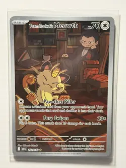 Team Rocket’s Meowth 203/182 Pokemon Destined Rivals Illustration Rare IR NM - Image 1