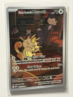 Team Rocket’s Meowth 203/182 Pokemon Destined Rivals Illustration Rare IR NM - Image 3