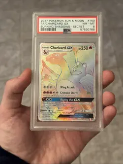 RARE PSA 8 2017 Pokemon Sun & Moon F.A. Charizard Gx Burning Shadows Secret! - Image 1