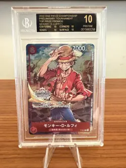 2022 One Piece Championship Prelim. Top Prize Monkey D. Luffy BGS 10 BLACK LABEL - Image 1