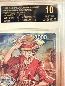 2022 One Piece Championship Prelim. Top Prize Monkey D. Luffy BGS 10 BLACK LABEL - Image 5
