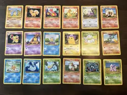 Lot Of 18 Pokemon Unlimited Base Set Cards 1999 Wizards No Holos - Image 1