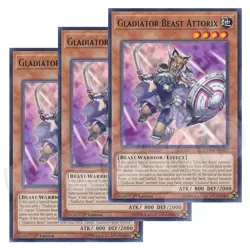 Yugioh - Gladiator Beast Attorix x 3 - 1st Edition Rare NM - Plus Free Holo Card - Image 1