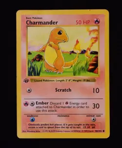 Pokemon Card - Charmander Base Set (Shadowless) 46/102 Common 1st Edition 1999 - Image 1